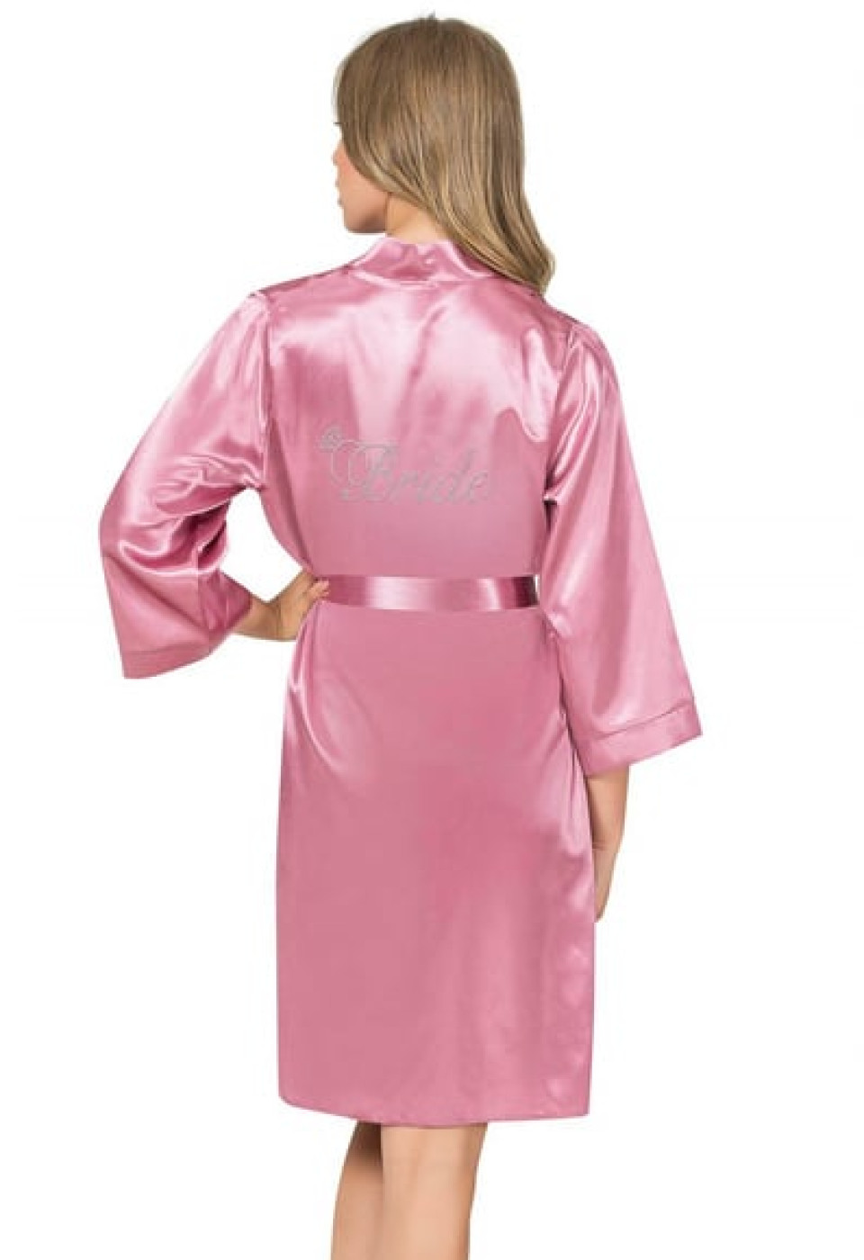 Ahu Gül Kurusu Kısa Saten Bride Sabahlık