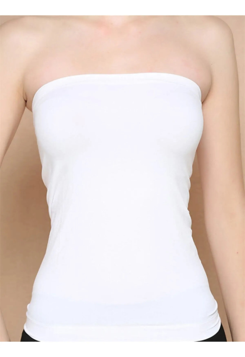 Kadın Beyaz Dikişsiz Askısız Atlet 852