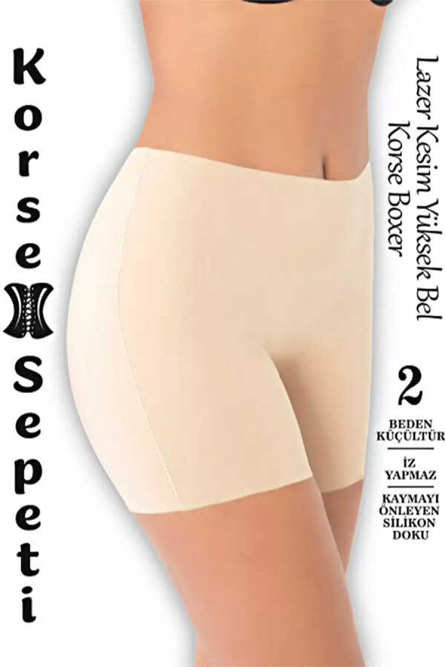 KORSE SEPETİ 3202 LAZER YÜKSEK BEL KORSE BOXER siyah KORSE SEPETİ 3202 LAZER YÜKSEK BEL KORSE BOXER siyah