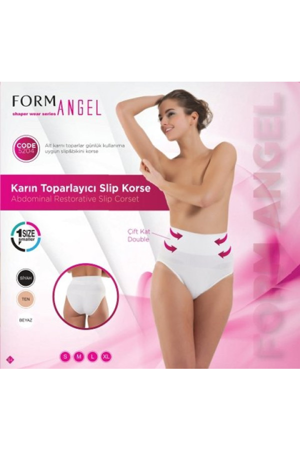 FORM ANGEL Beyaz 5204 Kadın Karın Toparlayıcı Slip Külot Korse Ten FORM ANGEL Beyaz 5204 Kadın Karın Toparlayıcı Slip Külot Korse Ten