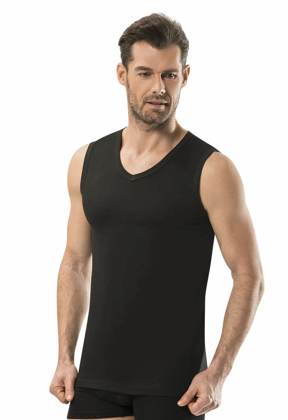 Jiber Erkek V Yaka Sıfır Kol Atlet - 115. Gri