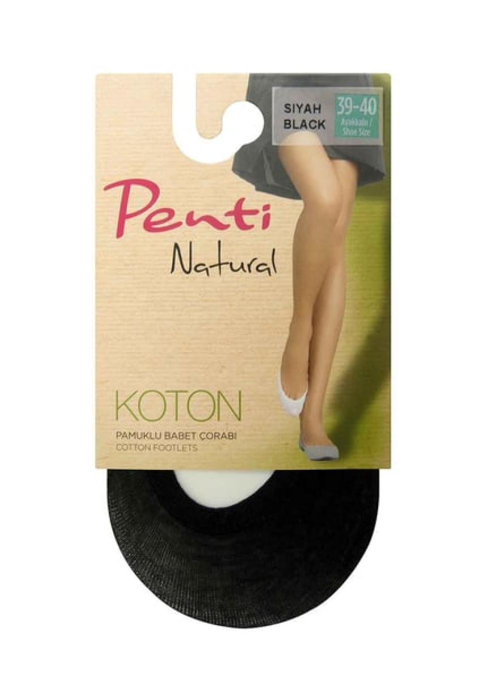 Penti Koton Babet Çorabı Siyah 3 Tane